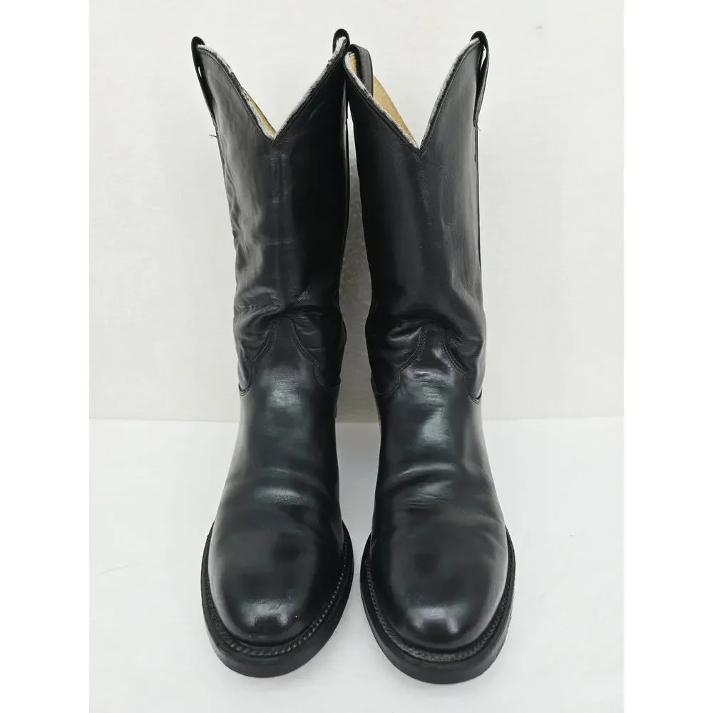 Vintage Men's Western Cowboy Boots Leather Black 9 Wide